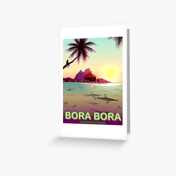 BORA BORA : Vintage Fishing and Travel to French Polynesia Advertising Print Greeting Card
