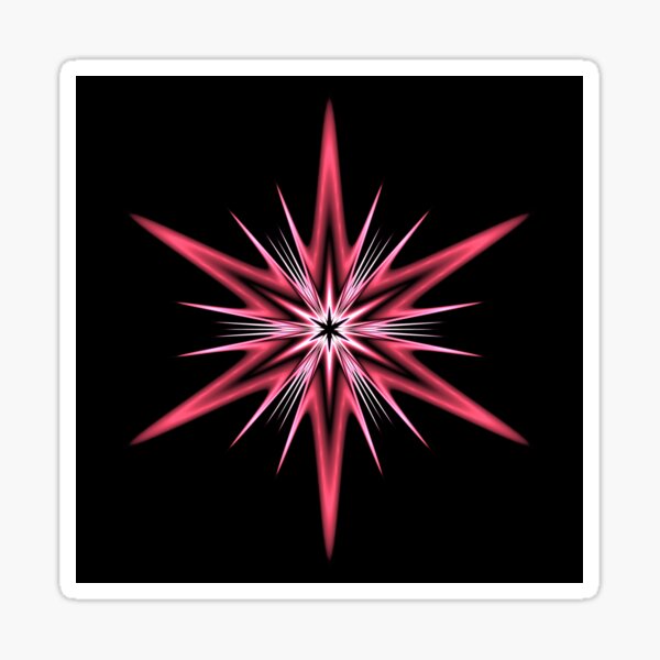 Red, Pink, and White Fractal Star Sticker
