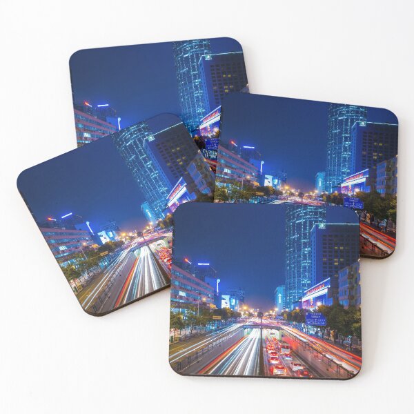 Item preview, Light trails on a city center street in Chengdu, China designed and sold by WorldScenery.