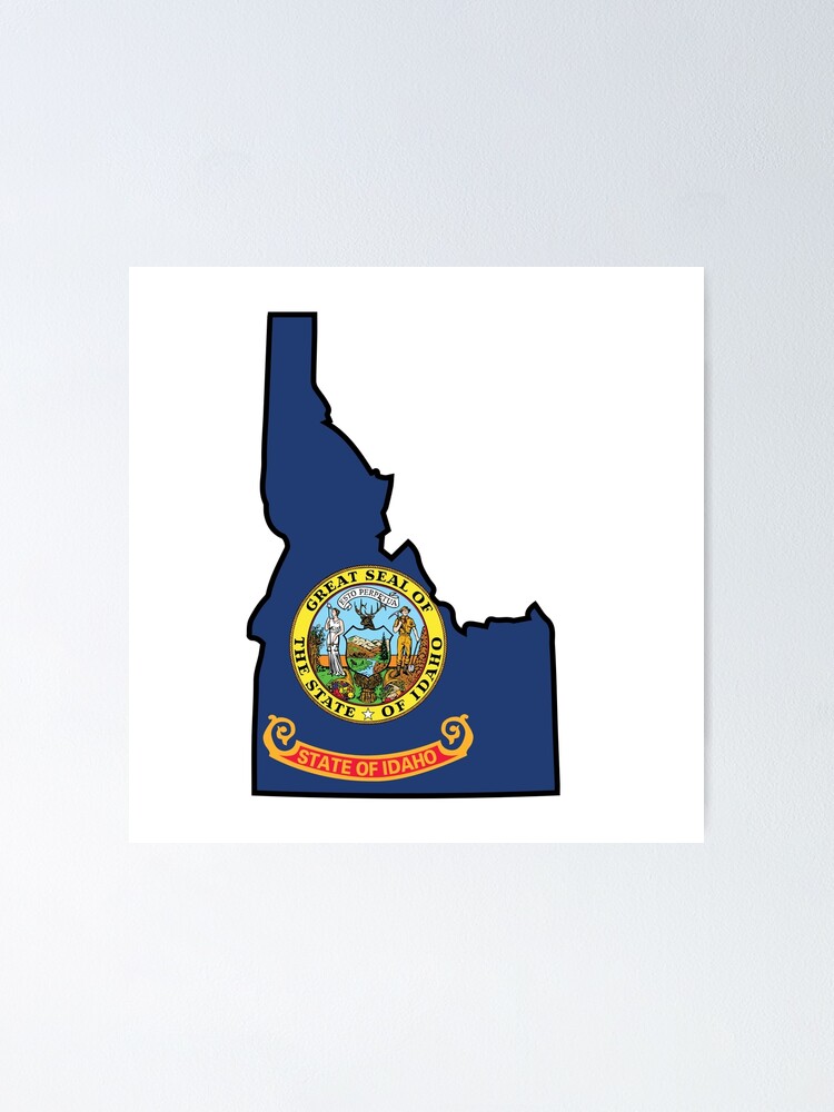 Idaho State Outline With Flag Poster For Sale By Jpdesignsstuff Redbubble 0175