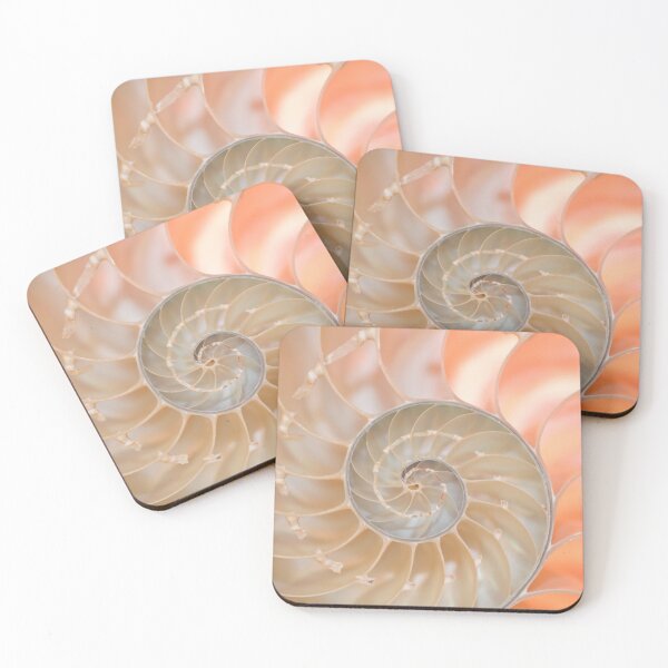 Item preview, Shell cross section fractal spiral in soft pastel pink and cream tones designed and sold by Orianah.