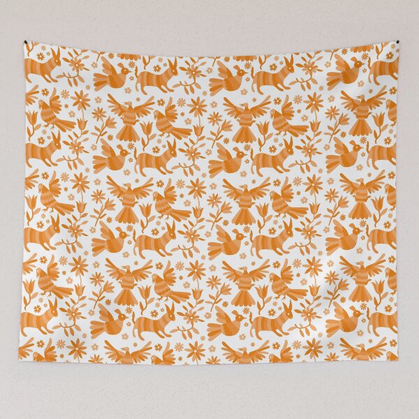 Item preview, ORANGE otomi texture, OTOMI, mexican otomi, mexican art, mexican craft, mexican folk, otomi texture, mexican pattern, flowers, birds, animals, ORANGE PATTERN designed and sold by Terevela.