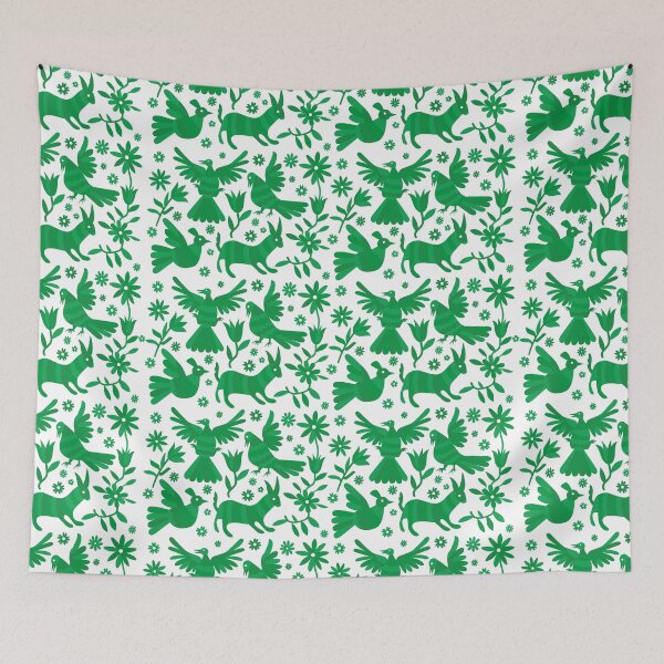 Item preview, GREEN otomi texture, OTOMI, mexican otomi, mexican art, mexican craft, mexican folk, otomi texture, mexican pattern, flowers, birds, animals, GREEN PATTERN designed and sold by Terevela.