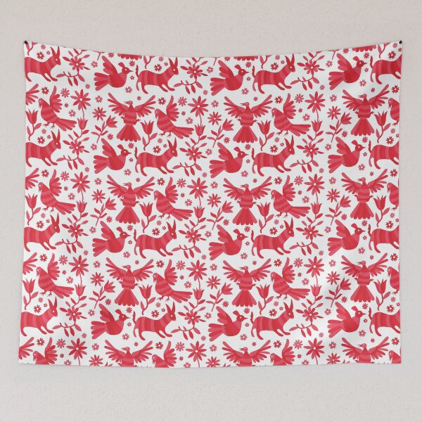 Item preview, RED otomi texture, OTOMI, mexican otomi, mexican art, mexican craft, mexican folk, otomi texture, mexican pattern, flowers, birds, animals, RED PATTERN designed and sold by Terevela.