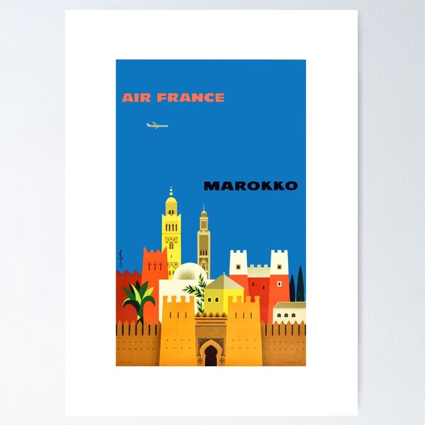 Item preview, 1959 Air France MAROKKO Morocco Travel Poster designed and sold by retrographics.