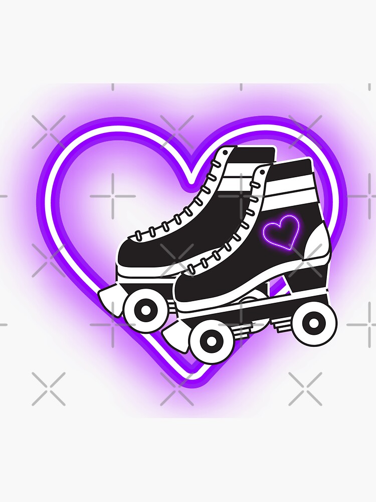 Neon Heart Skates Purple | Sticker