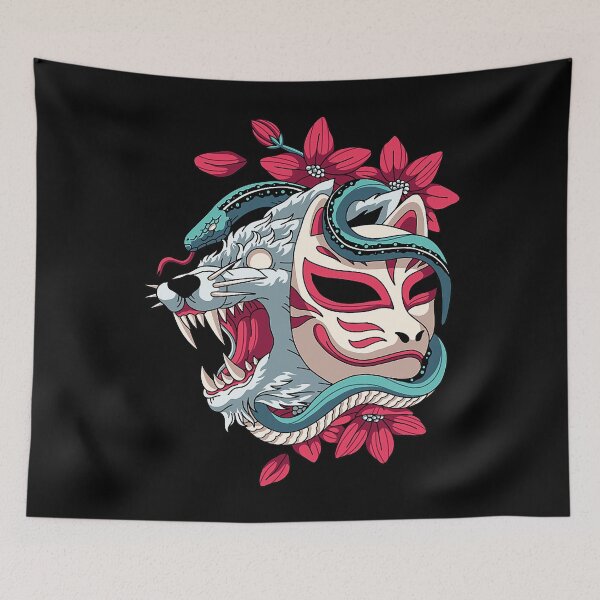 Item preview, Japan Anime Mask Kitsune Style Samurai Oni Monster designed and sold by LemmikkiBadley.
