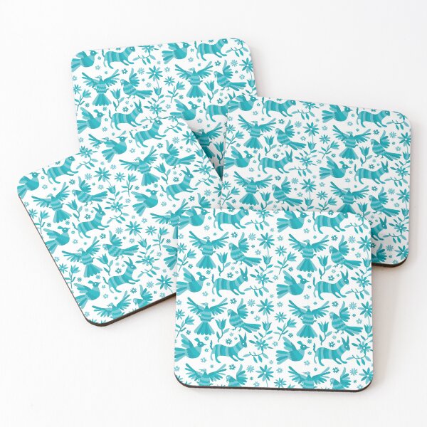 Item preview, Aqua otomi, blue otomi texture, mexican otomi, mexican art, mexican craft, mexican folk, otomi texture, mexican pattern, flowers, birds, animals, blue otomi texture,  designed and sold by Terevela.
