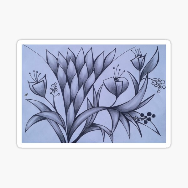 the 8 B pencil Black and White flower modern decoratif patern. Sticker