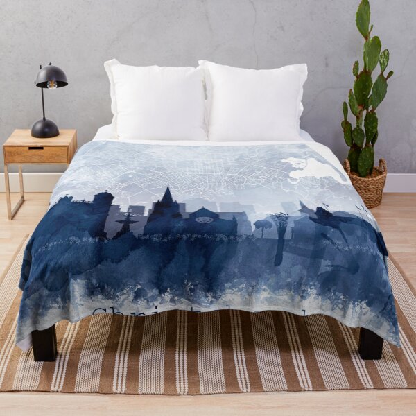 Item preview, Christchurch Skyline & Map Watercolor Navy Blue, Print by Zouzounio Art designed and sold by zouzounioart.