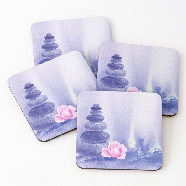 Item preview, Relaxing Zen Rocks Calm Peaceful Cairn With Flower Meditation Spa Collection Watercolor XIII designed and sold by Irina Sztukowski.
