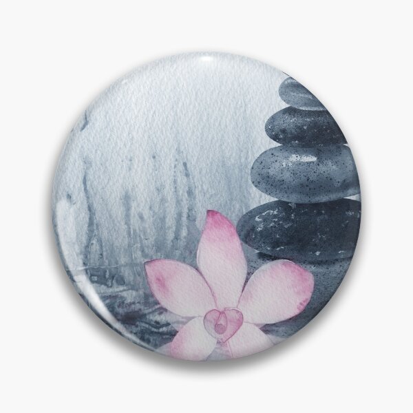 Item preview, Relaxing Zen Rocks Calm Peaceful Cairn With Flower Meditation Spa Collection Watercolor IX designed and sold by Irina Sztukowski.