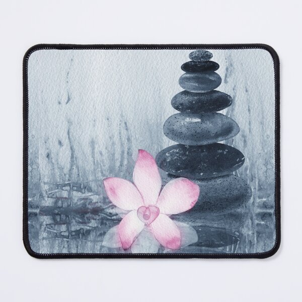 Item preview, Relaxing Zen Rocks Calm Peaceful Cairn With Flower Meditation Spa Collection Watercolor IX designed and sold by Irina Sztukowski.