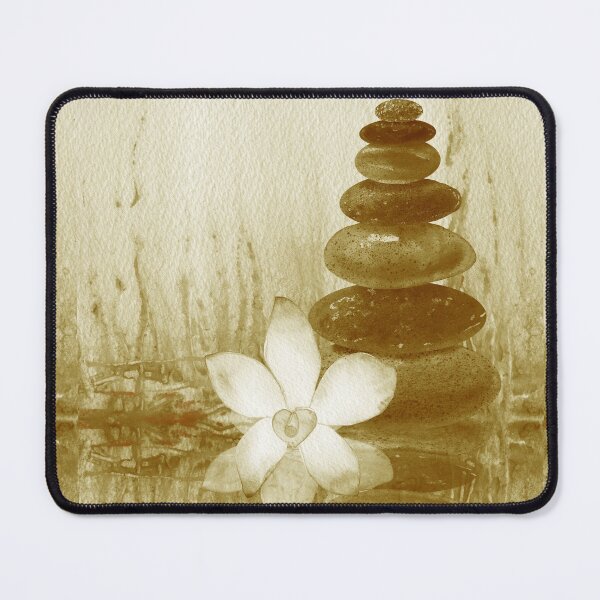 Item preview, Relaxing Zen Rocks Calm Peaceful Cairn With Flower Meditation Spa Collection Watercolor X designed and sold by Irina Sztukowski.