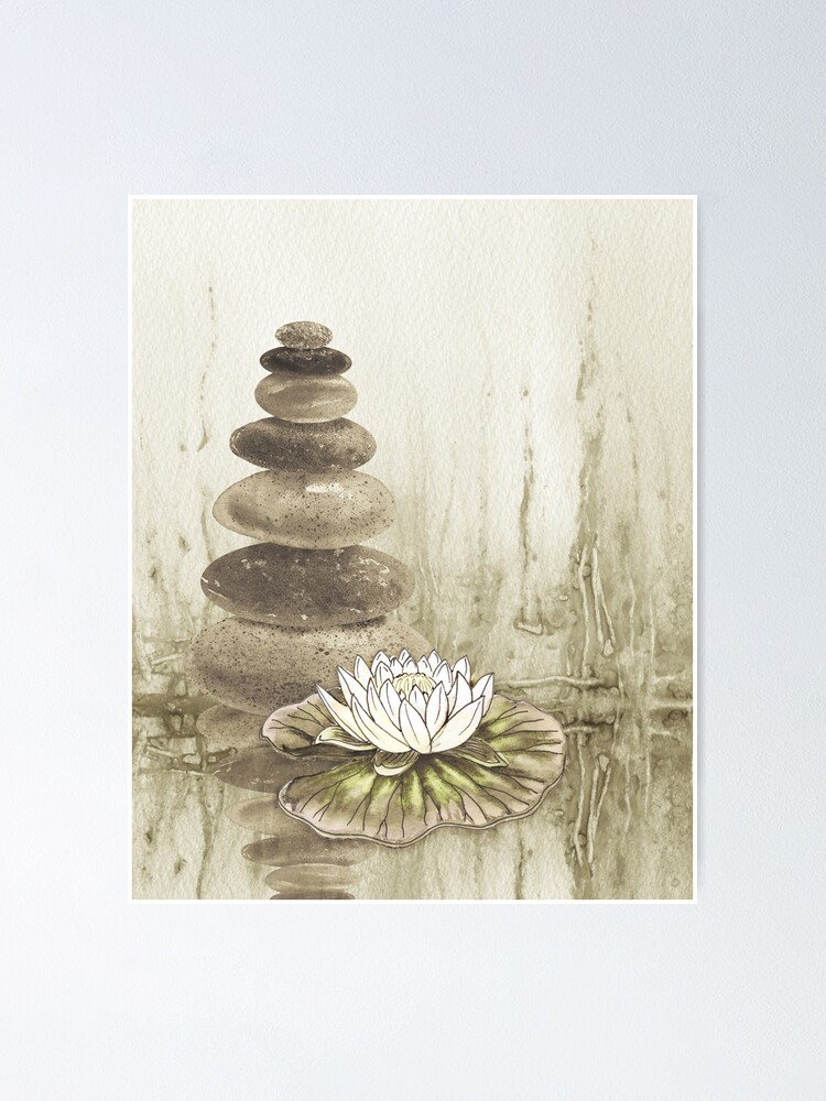 Zen / spa stones with flowers Poster