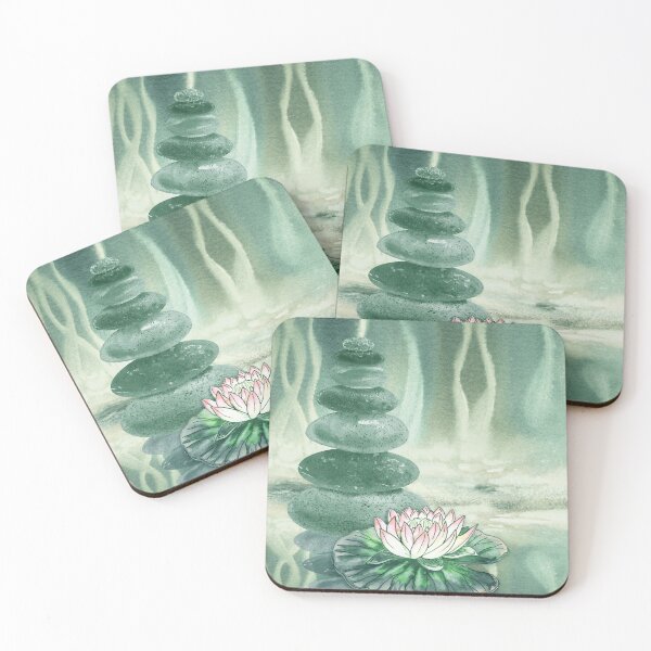 Item preview, Relaxing Zen Rocks Calm Peaceful Cairn With Flower Meditation Spa Collection Watercolor XII designed and sold by Irina Sztukowski.