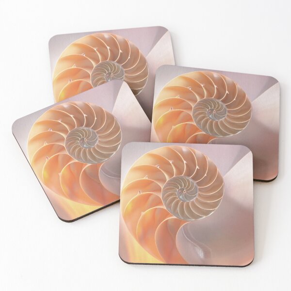 Item preview, Shell cross section fractal spiral in soft pastel cream and orange tones designed and sold by Orianah.