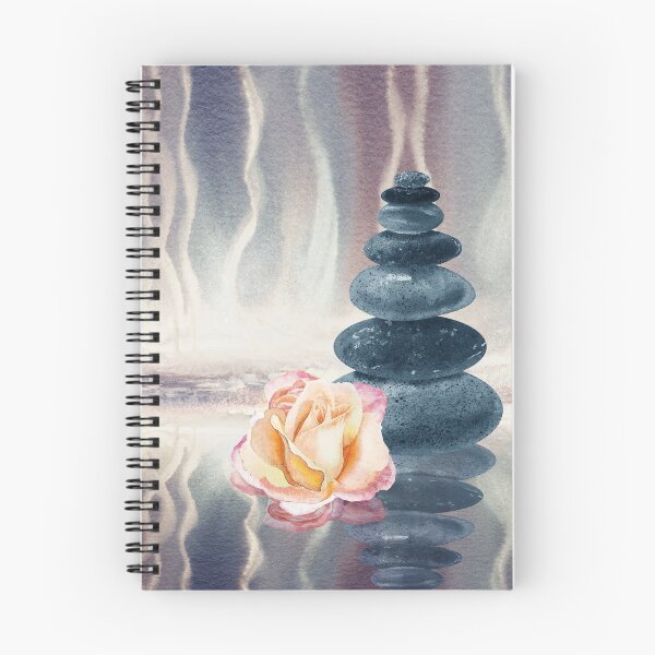 Item preview, Relaxing Zen Rocks Calm Peaceful Cairn With Flower Meditation Spa Collection Watercolor XIV designed and sold by Irina Sztukowski.