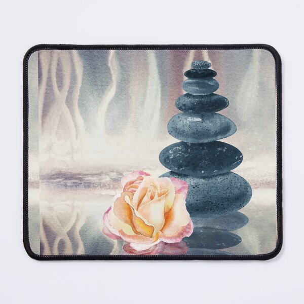 Item preview, Relaxing Zen Rocks Calm Peaceful Cairn With Flower Meditation Spa Collection Watercolor XIV designed and sold by Irina Sztukowski.