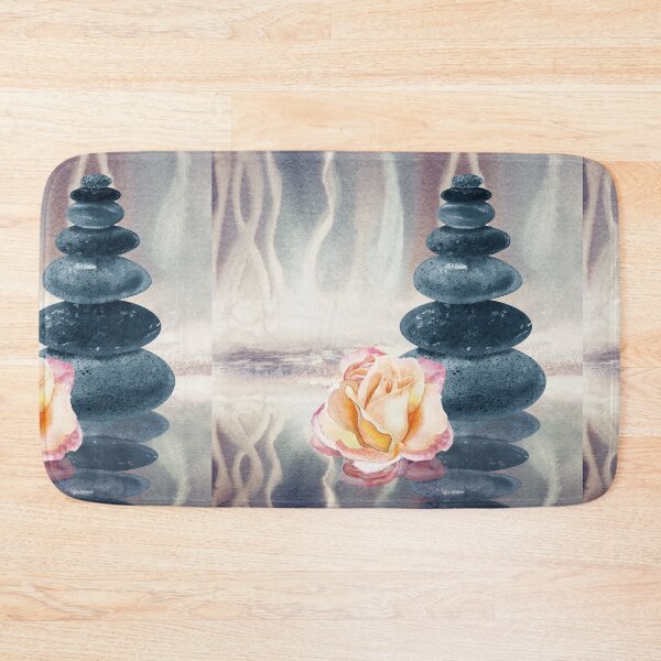 Item preview, Relaxing Zen Rocks Calm Peaceful Cairn With Flower Meditation Spa Collection Watercolor XIV designed and sold by Irina Sztukowski.