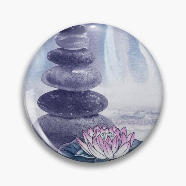 Item preview, Relaxing Zen Rocks Calm Peaceful Cairn With Flower Meditation Spa Collection Watercolor XVI designed and sold by Irina Sztukowski.