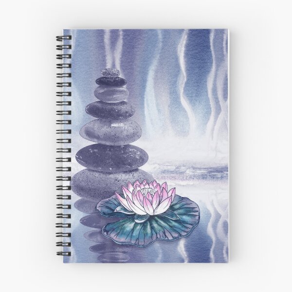 Item preview, Relaxing Zen Rocks Calm Peaceful Cairn With Flower Meditation Spa Collection Watercolor XVI designed and sold by Irina Sztukowski.
