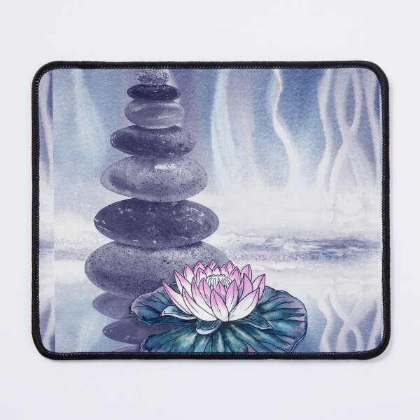 Item preview, Relaxing Zen Rocks Calm Peaceful Cairn With Flower Meditation Spa Collection Watercolor XVI designed and sold by Irina Sztukowski.