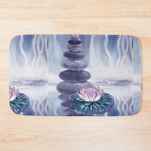 Item preview, Relaxing Zen Rocks Calm Peaceful Cairn With Flower Meditation Spa Collection Watercolor XVI designed and sold by Irina Sztukowski.