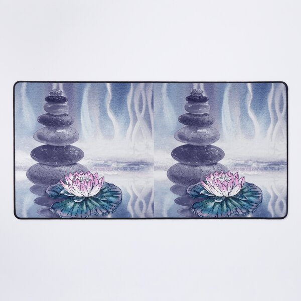 Item preview, Relaxing Zen Rocks Calm Peaceful Cairn With Flower Meditation Spa Collection Watercolor XVI designed and sold by Irina Sztukowski.