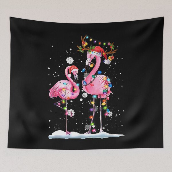 Item preview, Christmas Flamingo Santa Hat Xmas Lights Flamingo Loves designed and sold by RobertJason.