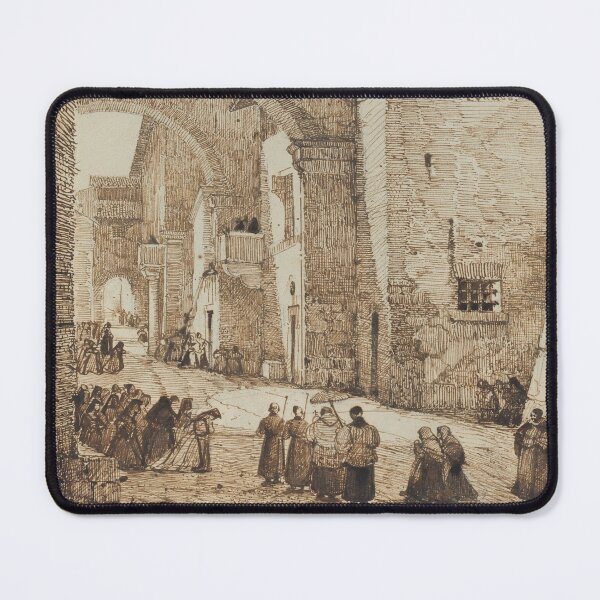 Item preview, François-Marius Granet painting Priest Processing through a Medieval Street in Viterbo designed and sold by bonumagit.