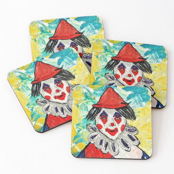 Item preview, Happy the colorful clown textured painting designed and sold by MagicGnome47.