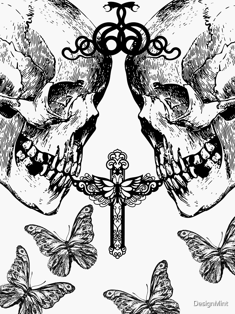 Y K Grunge Skulls And Cross Sticker For Sale By DesignMint Redbubble