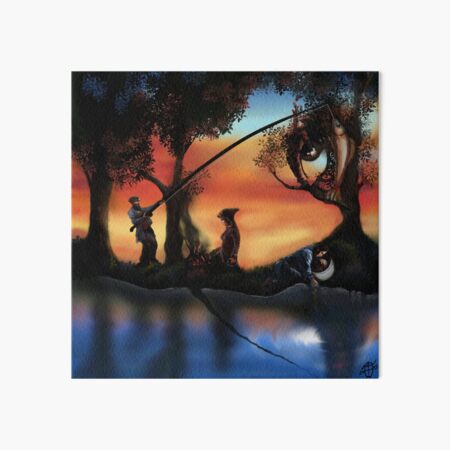 Rotating ART! two pics in one! fishing and gathering/Dali Art Board Print