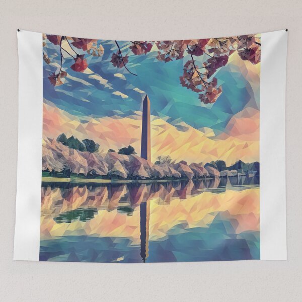 Item preview, Cherry Blossom in Washington DC Tidal Basin with Washington Monument and pink cherry trees designed and sold by nycruss1.