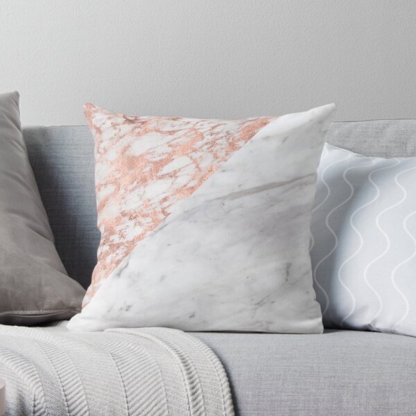 Massarosa Marchionne Bianco rose gold marble Throw Pillow