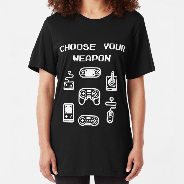 Retro Gaming T-shirt: Choose Your Weapon Classic Controllers Slim Fit T-Shirt