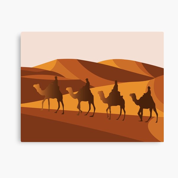 Camel Caravan On The Desert Sand Dunes Canvas Print