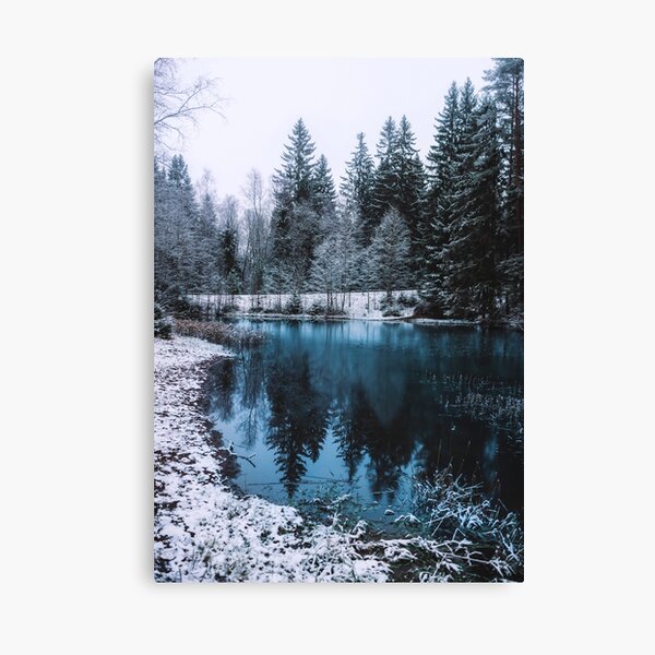 Item preview, Snowy Fir Trees Next to A Frozen Lake in Winter designed and sold by ONORMAL.