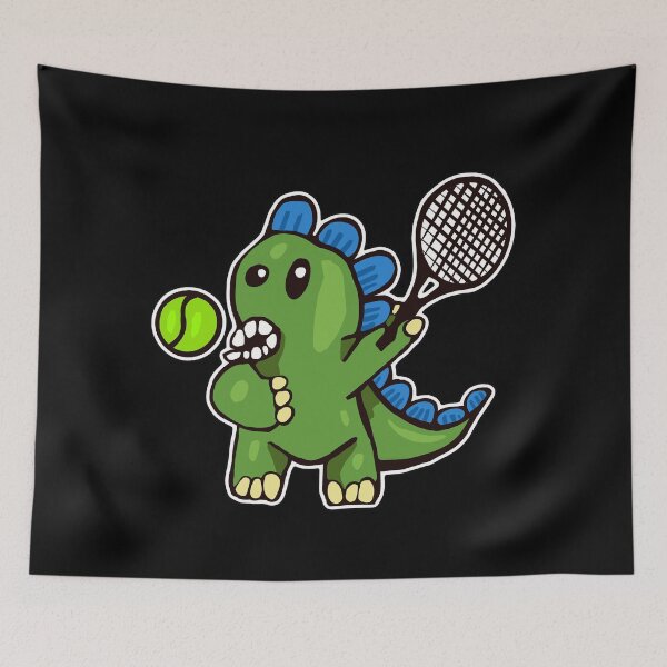 Item preview, Dinosaur Playing Tennis designed and sold by wildjellybeans.