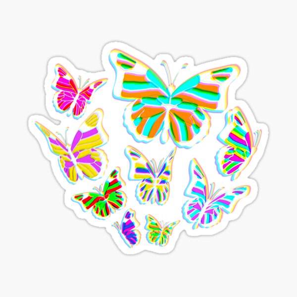 Psychedelic Butterflies Sticker By Schnelly Redbubble