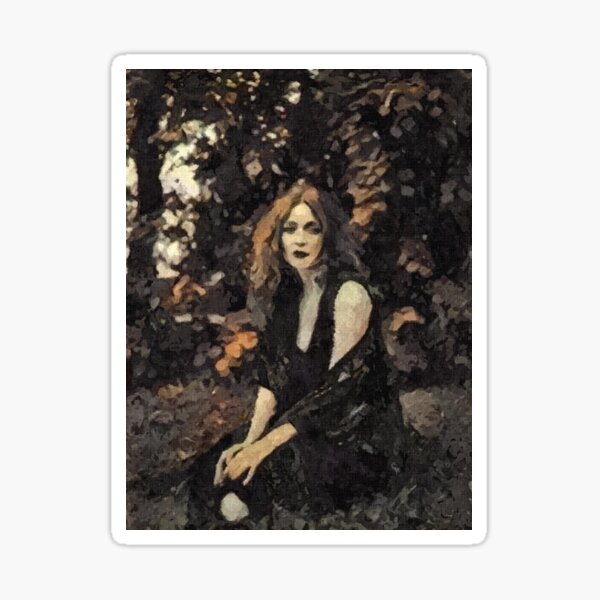 Item preview, Portrait of a woman dressed in black in the woods. Digital oil painting designed and sold by The Good Life.