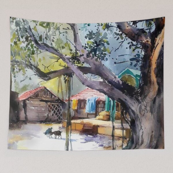 Item preview, painting view of a rural background designed and sold by VIVEK KUMAR RAI.
