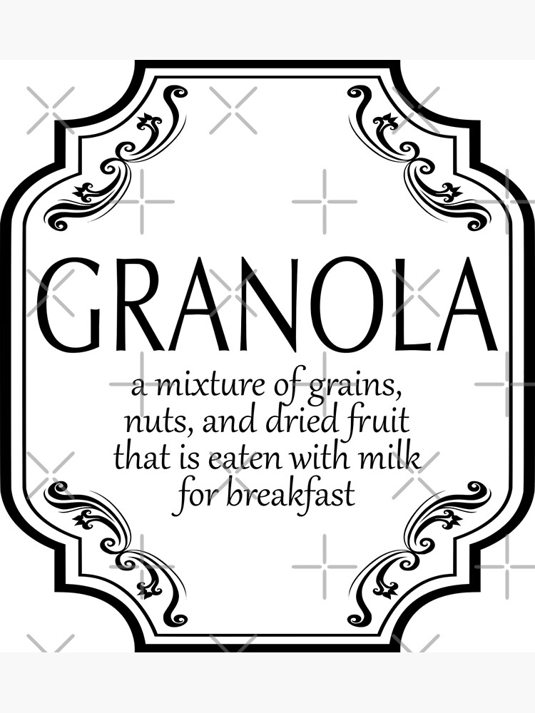 "Vintage Granola Label with Definition" Poster for Sale by GinaBirki