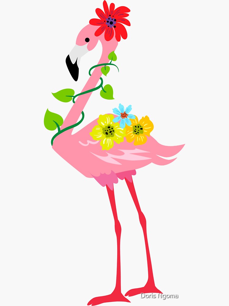 "Flamingo Flowers" Sticker by DorisNgoma Redbubble