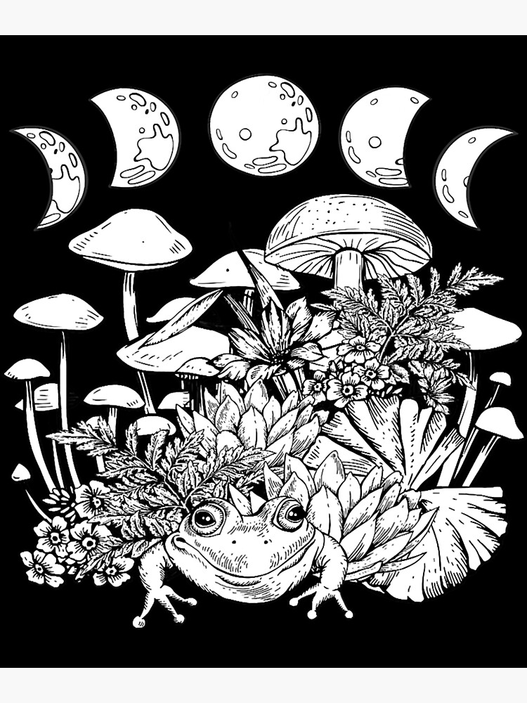 Cute Cottagecore Aesthetic Frog Mushroom Moon Witchy Vintage T Shirt Poster For Sale By