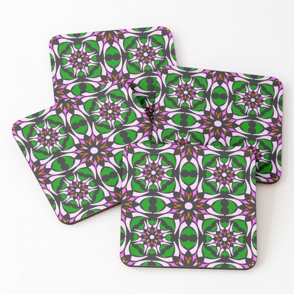 Item preview, Geometric Abstract Mandala Vector Lucky Pattern Green & Pink designed and sold by scorpiolane.