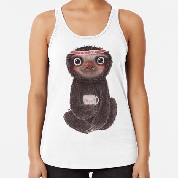 Sloth I♥lazy Racerback Tank Top