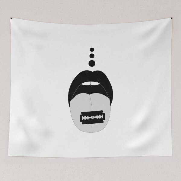Item preview, black and white rooling tongue clasic T-shirt designed and sold by Alaeddine-Shop.