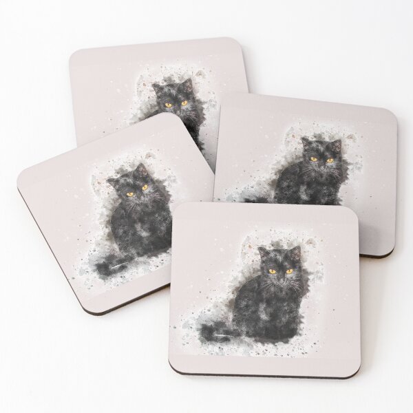 Item preview, Black cat watercolor painting designed and sold by muml.